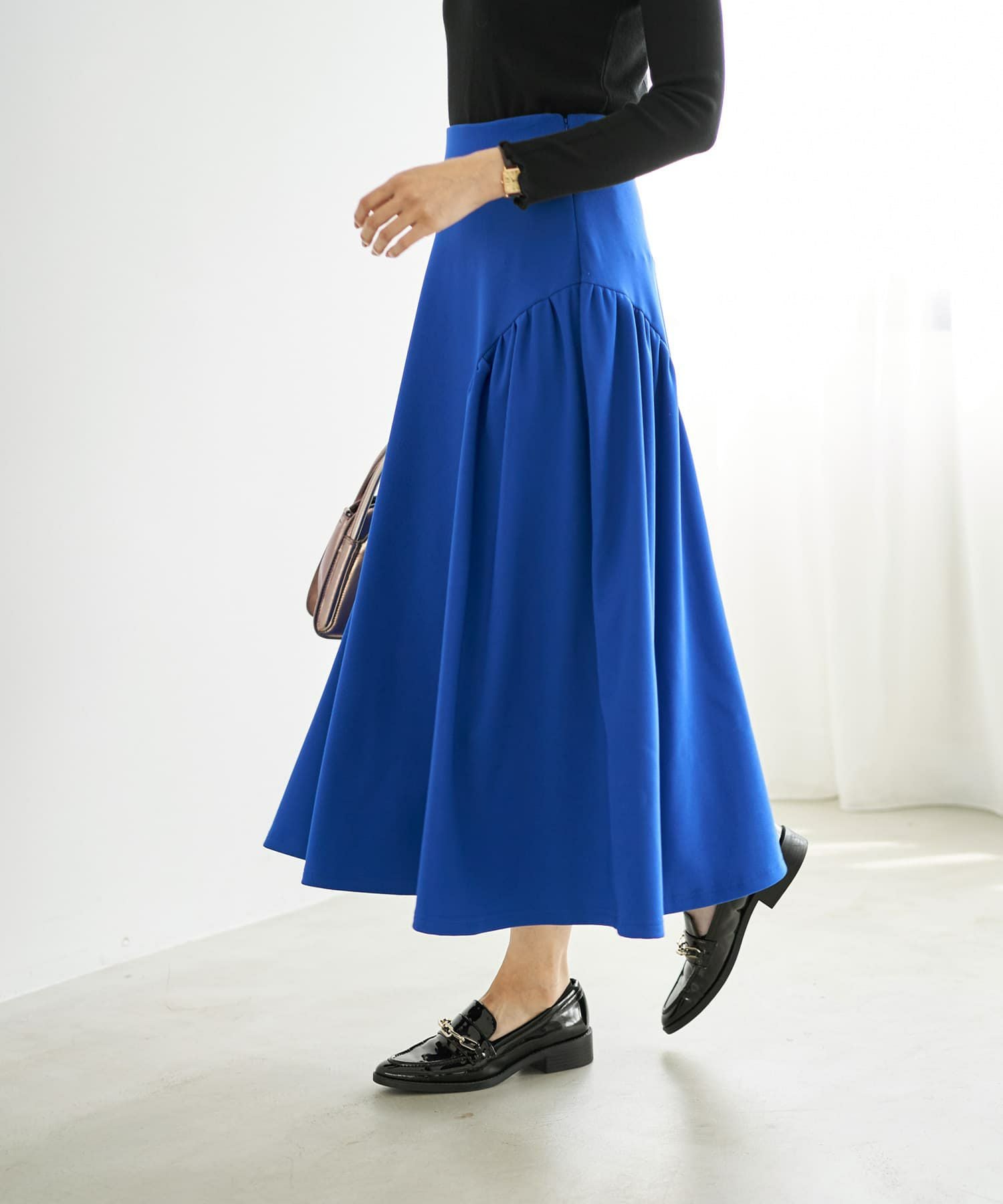 ラウンドギャザーフレアスカート | おしゃれな大人レディース