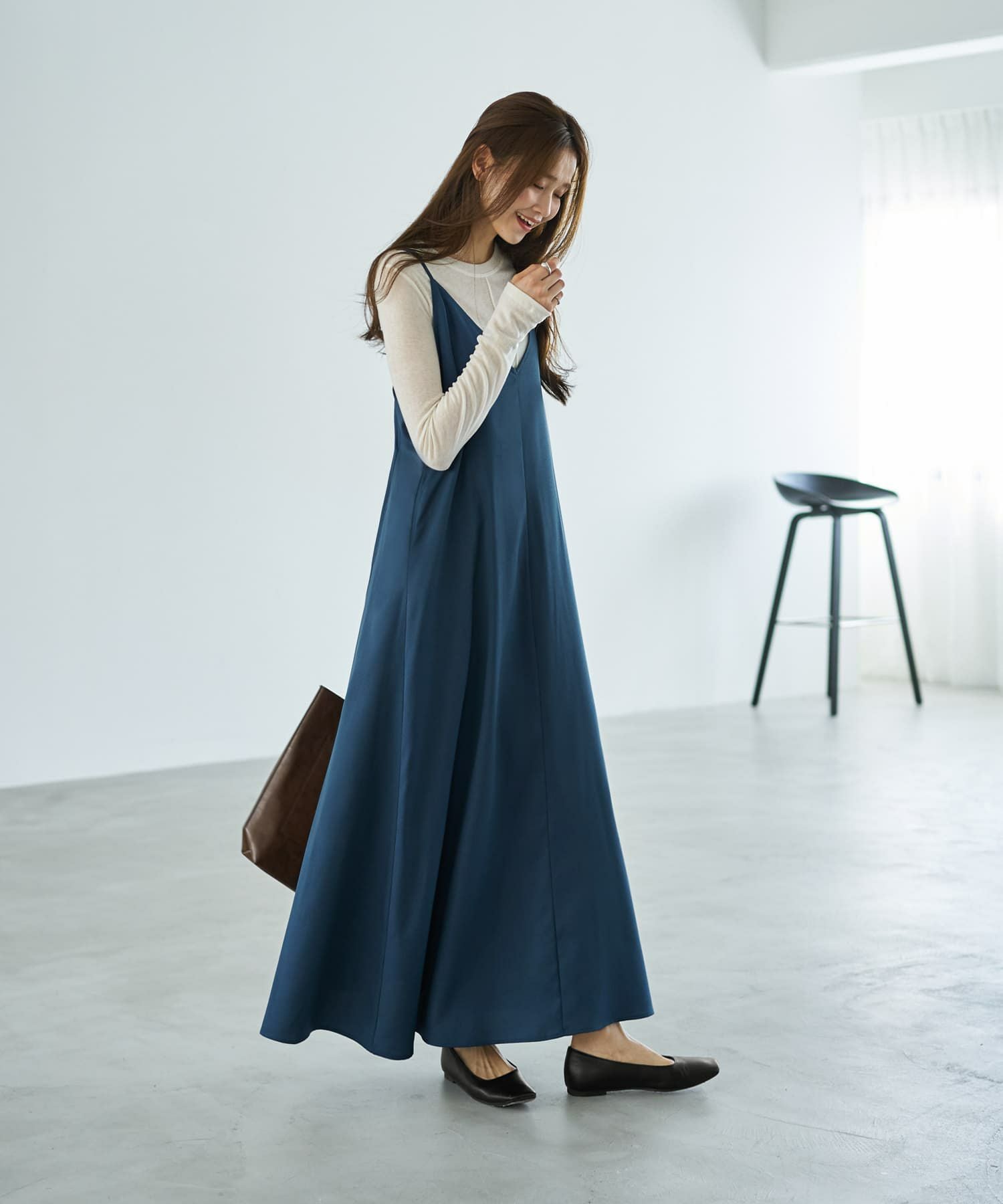 ジョーゼット生地キャミ型フレアジャンパースカート | おしゃれな大人