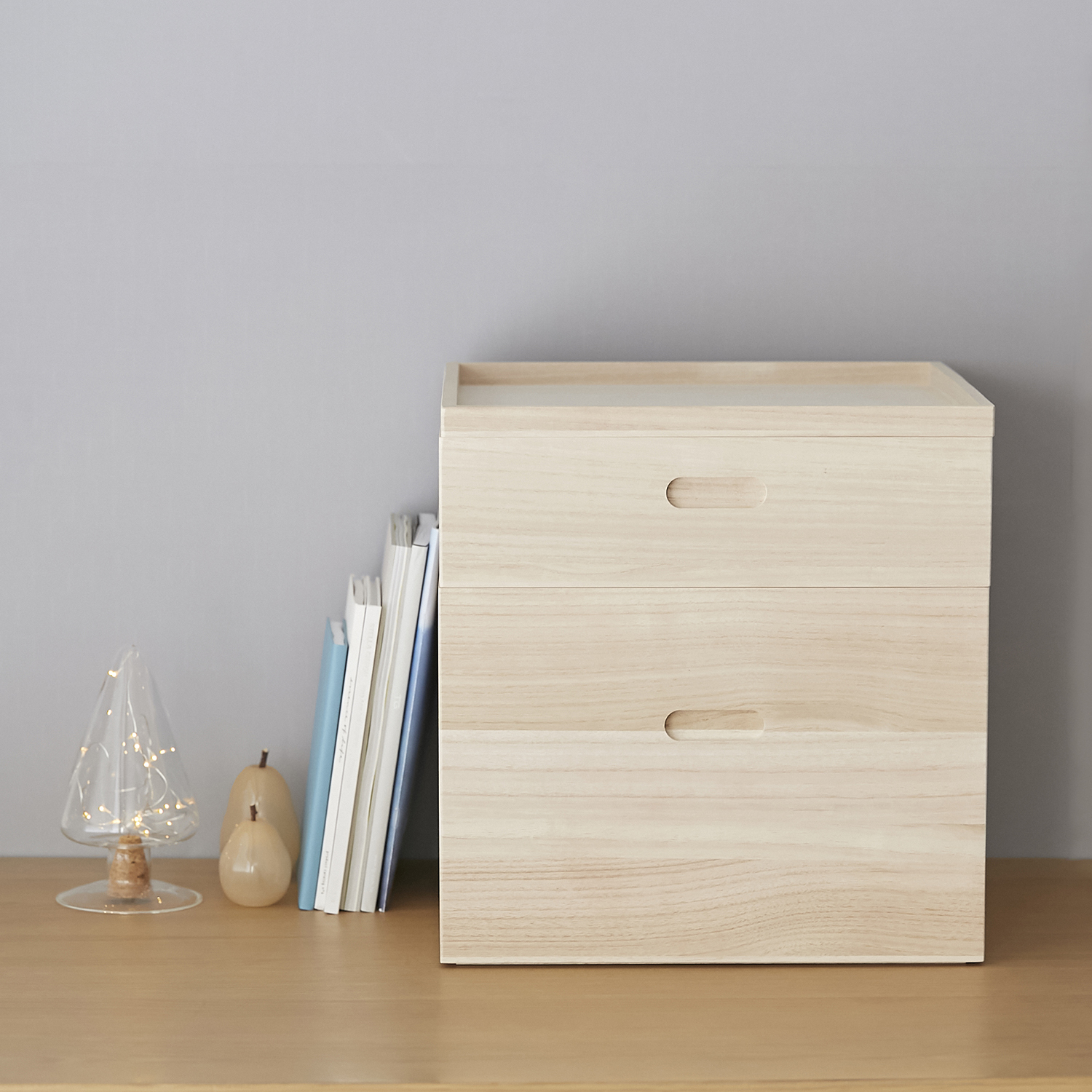 増田桐箱店/スタッキング桐箱 トレイ型ふた -桐の力で中のものを守る