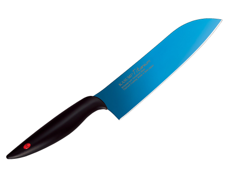 霞KASUMI チタンコーティング No.22018/B 18㎝ 三徳包丁（ブルー