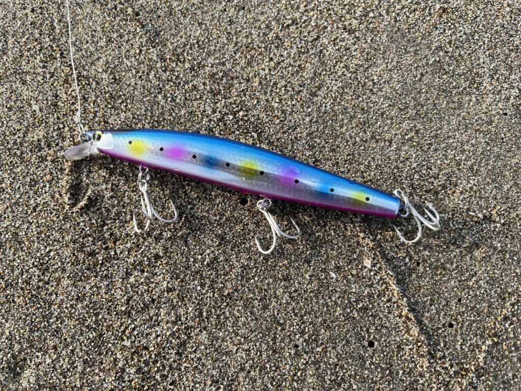 圧倒的飛距離の「サイレントアサシン129」。サーフや河口で広くサーチ