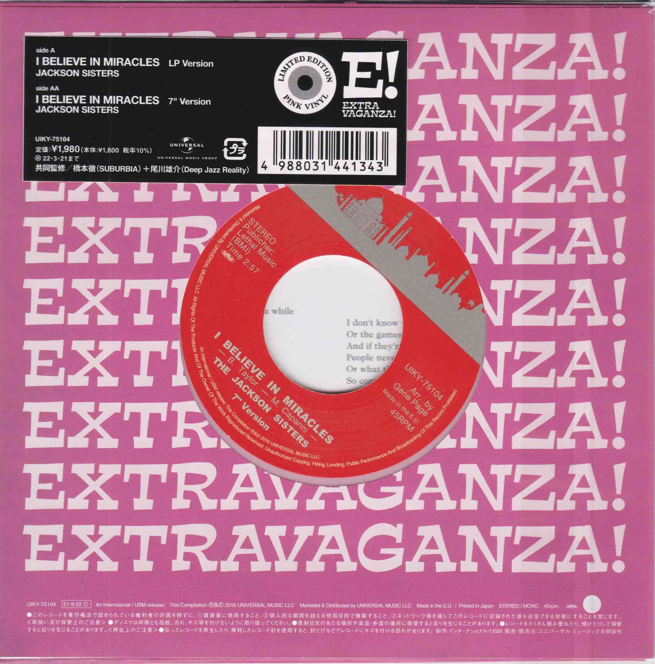 Jackson Sisters ‎– I Believe In Miracles – Surface Records