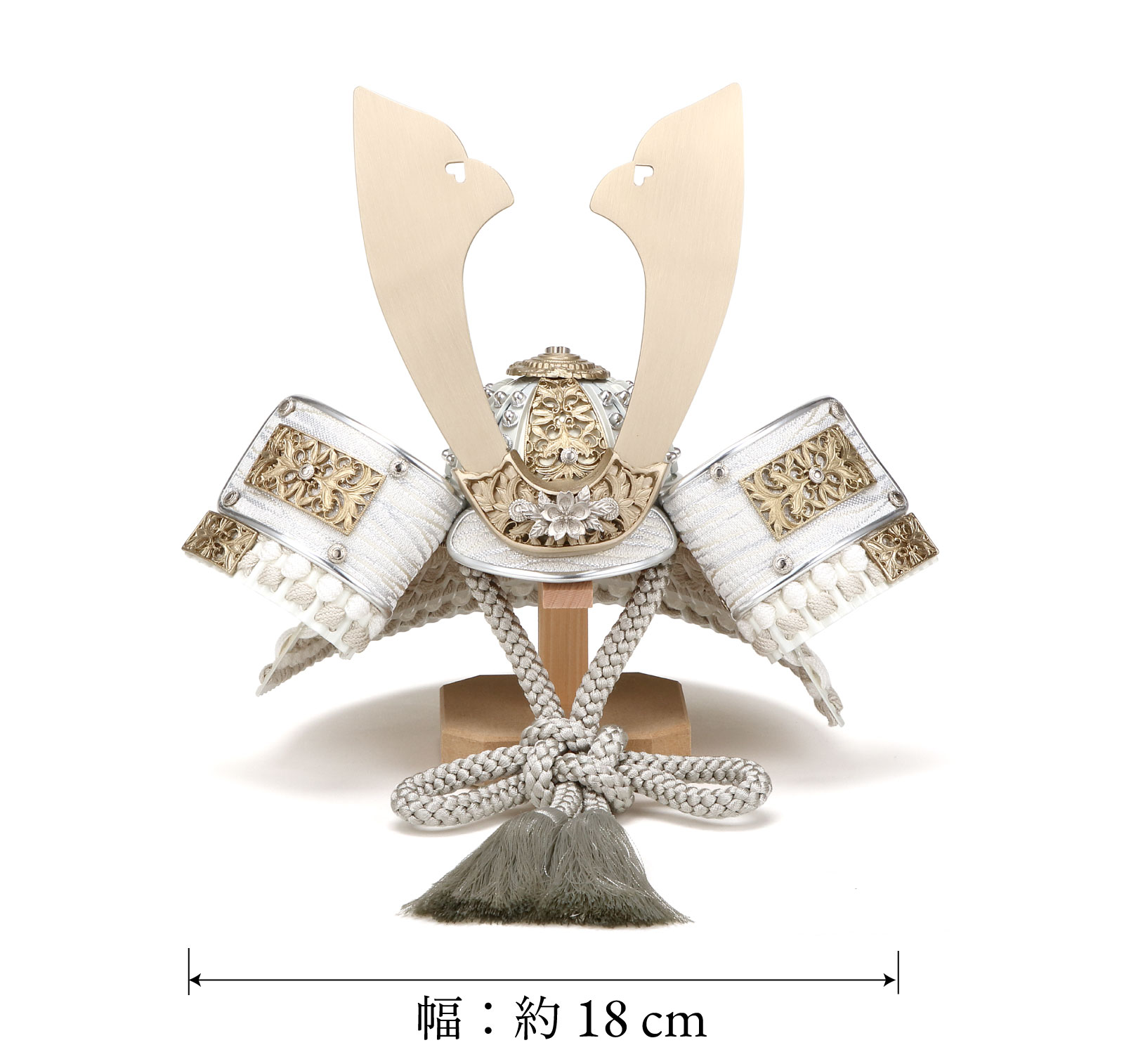 五月人形 8号銀白鉢白小札兜 灰糸威 / おしゃれでコンパクトなかわいい