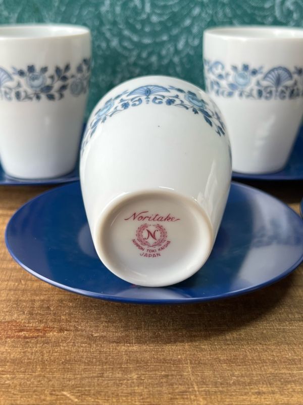 NORITAKE ノリタケ日本陶器会社 Royal Blue ブルー 花柄 湯飲みと