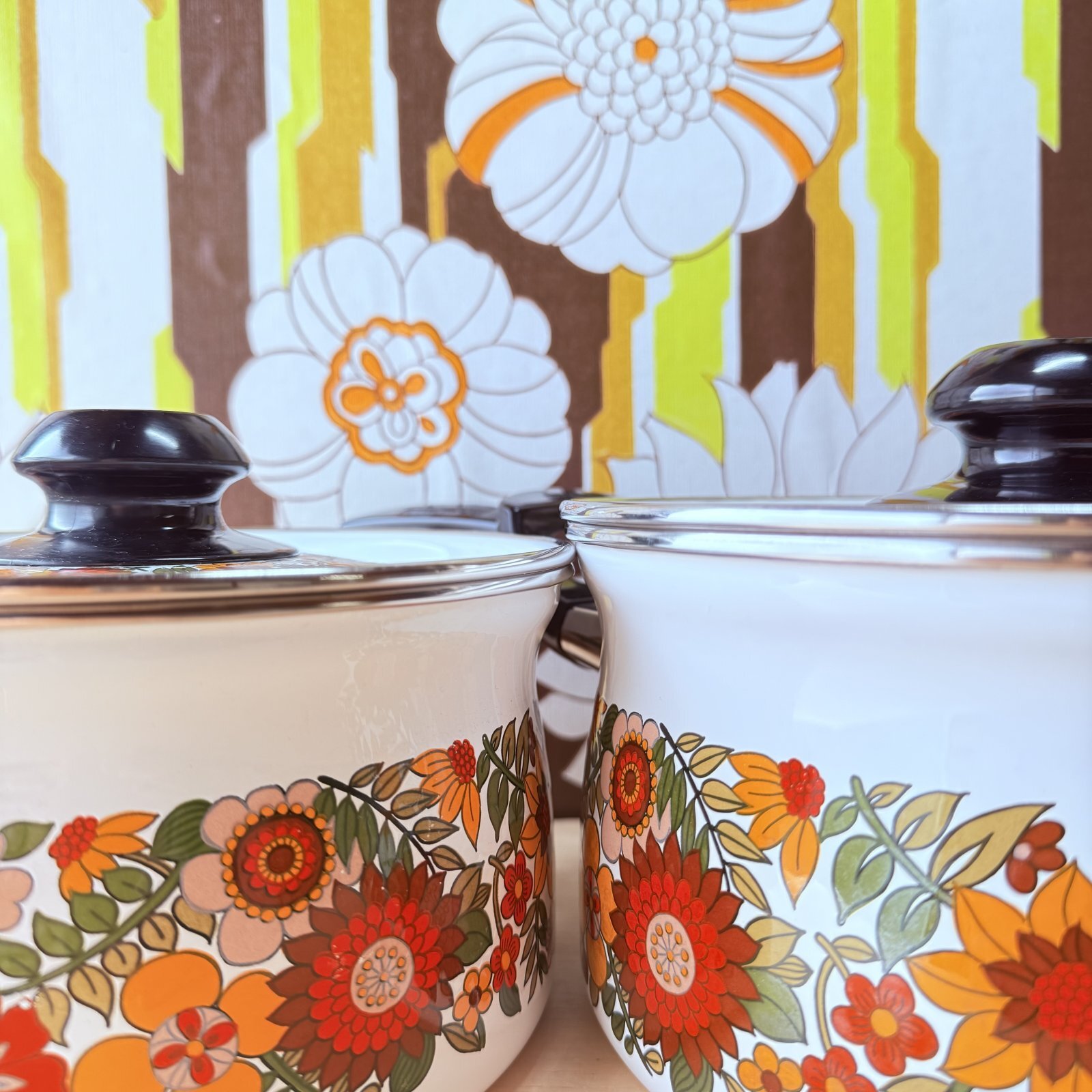 象印 ホーロー両手鍋 レトロポップ 花柄 18cm 20cm