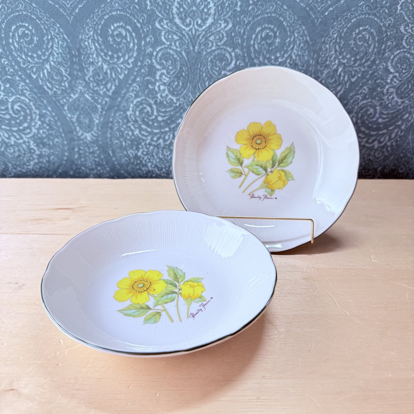 MARUMI CHINA beautyflour 黄色いお花の小皿 2枚セット