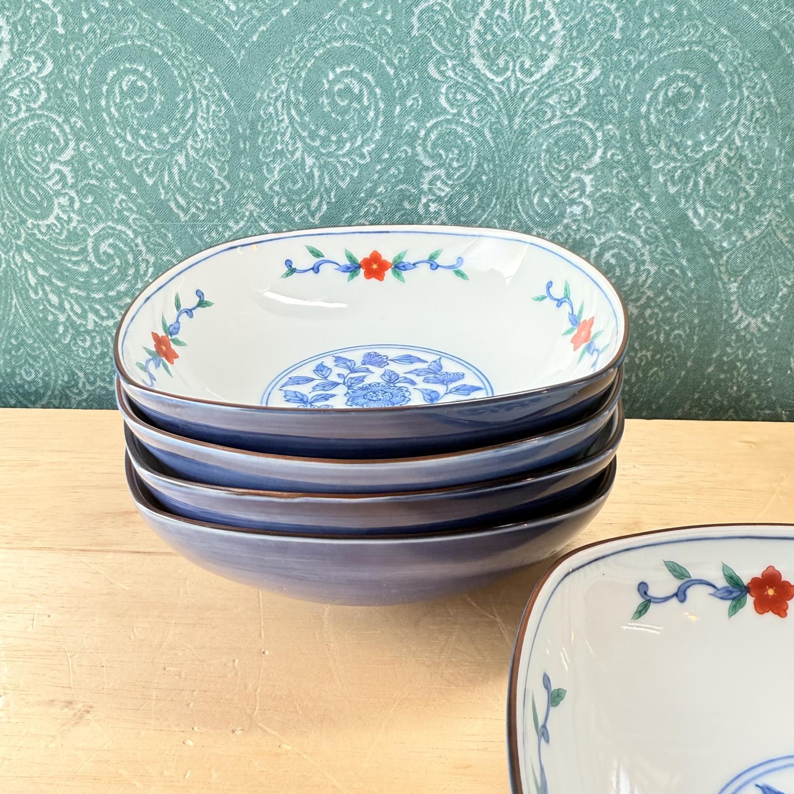 平安橘吉 たち吉 色絵 煮物鉢 5客揃 花 TACHIKICHI 和食器