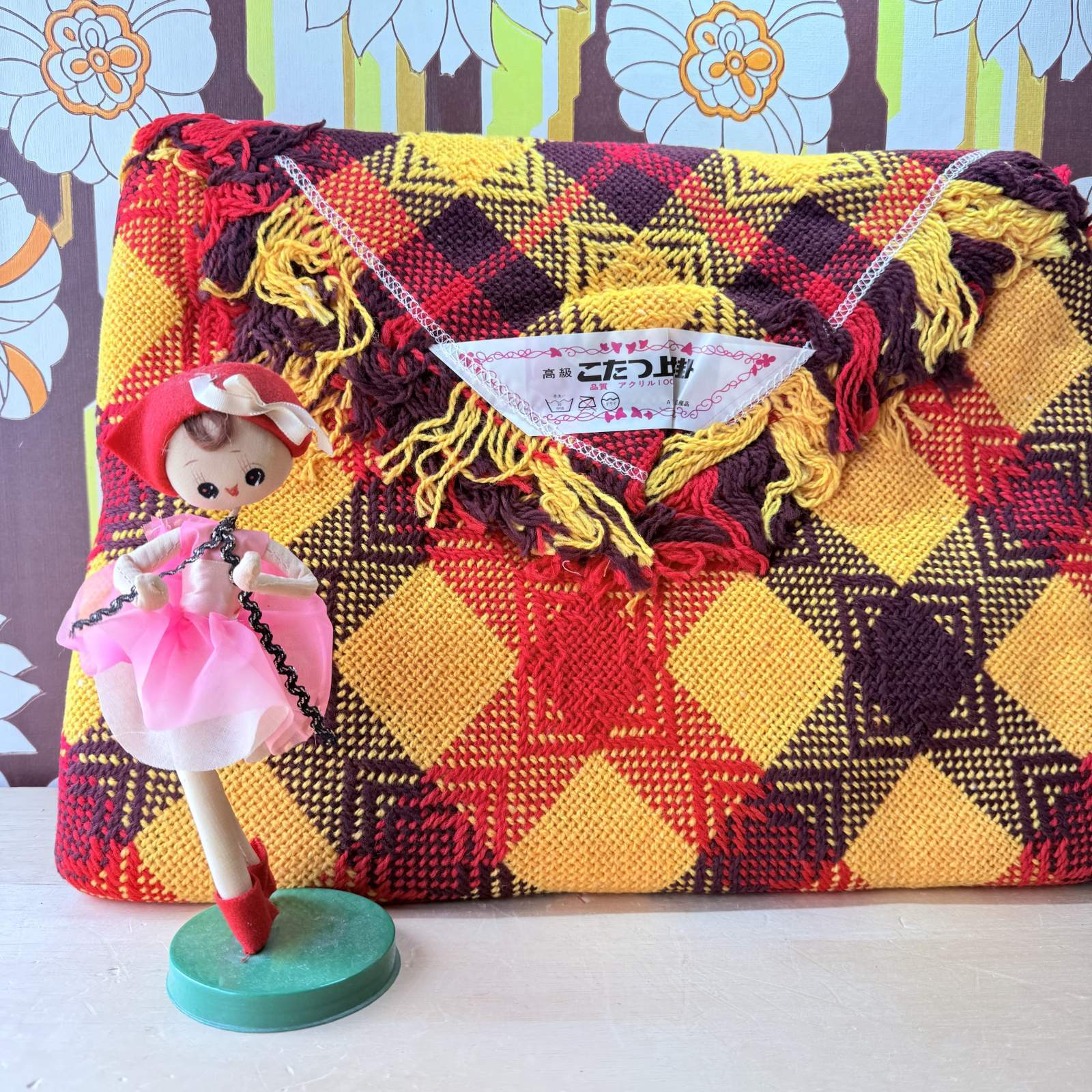 レトロポップ こたつ上掛け こたつカバー イエローチェック系