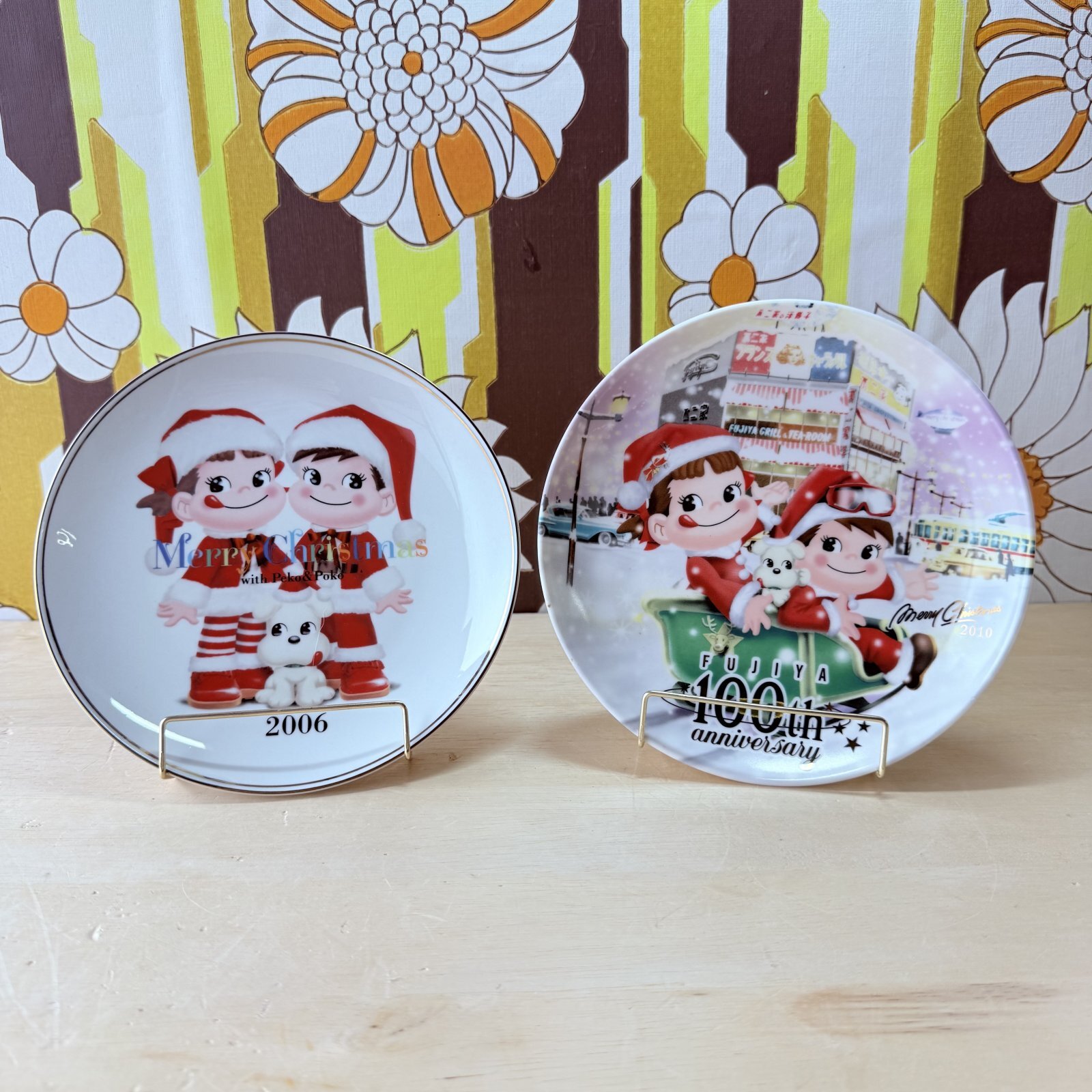 FUJIYA 不二家ペコちゃんポコちゃん 2006年クリスマスプレート 100周年