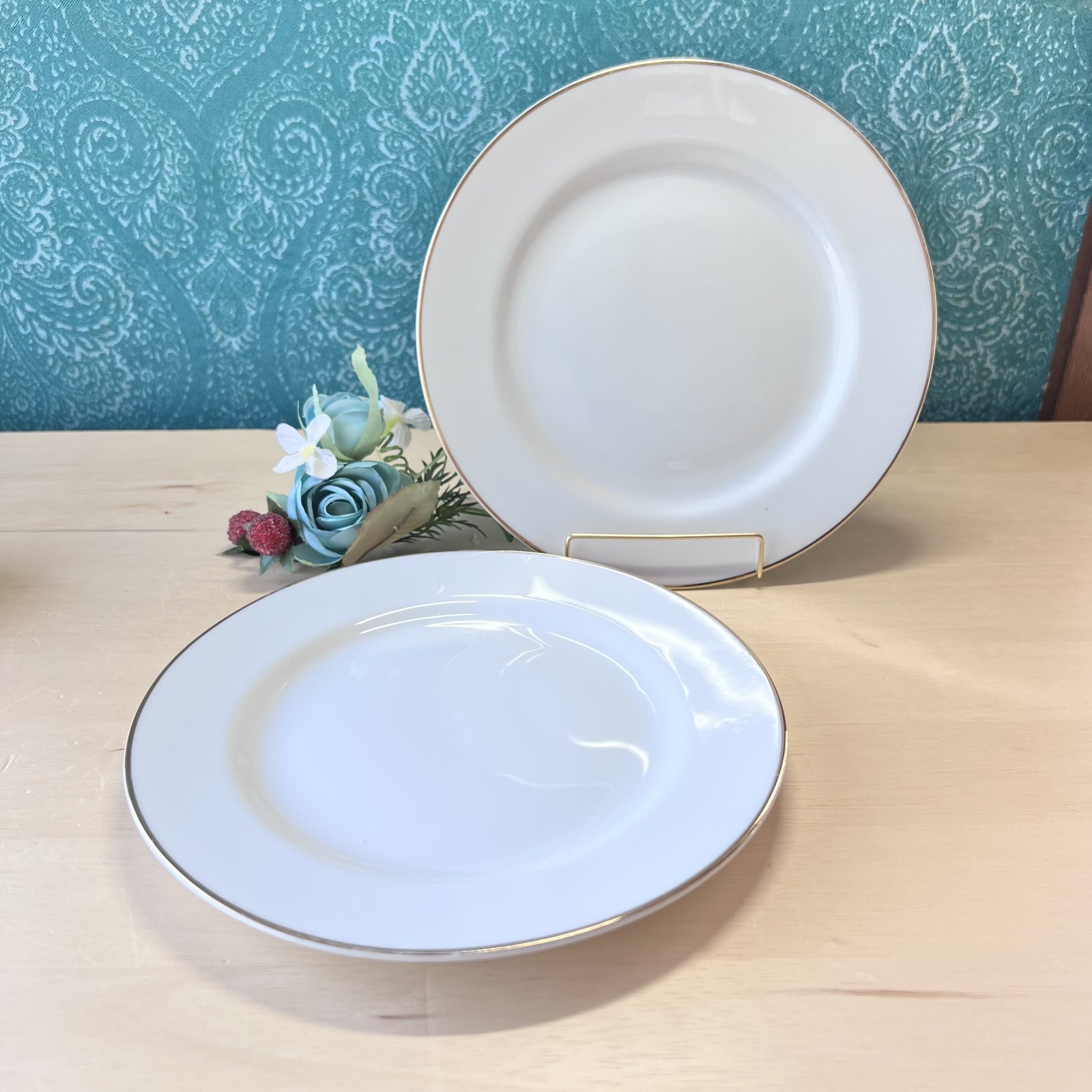 Marumo china 純喫茶 白いお皿 金縁 プレート 2枚セット 20.5cm