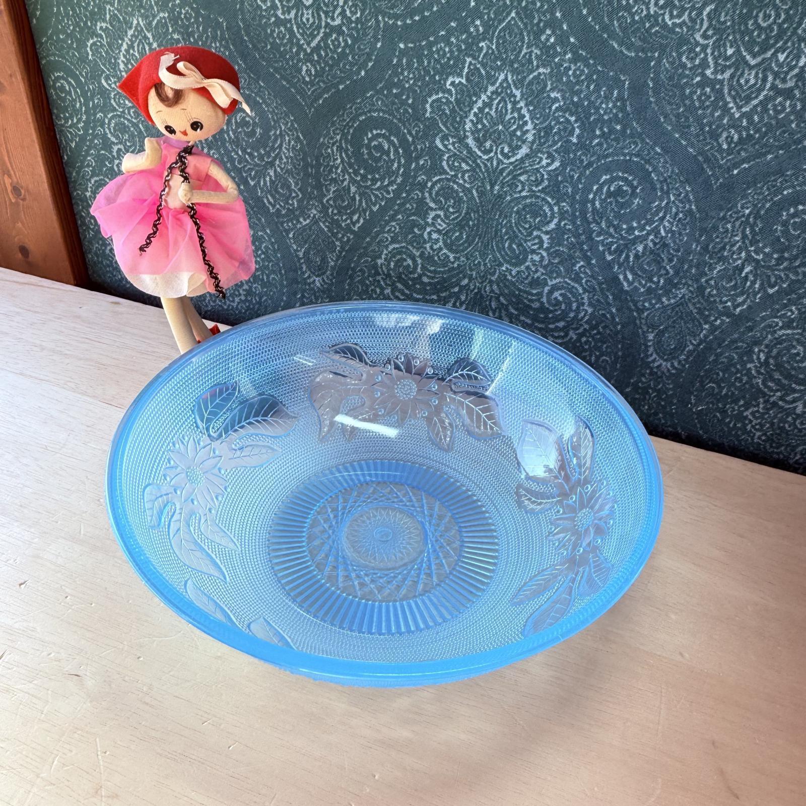 プラスチックボウル ベリー鉢 水色 リーフ柄 プラボール