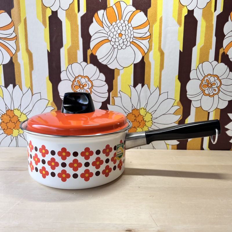 HOKUSEI ホクセイダイヤフラワー ホーロー片手鍋 18cm 花柄琺瑯