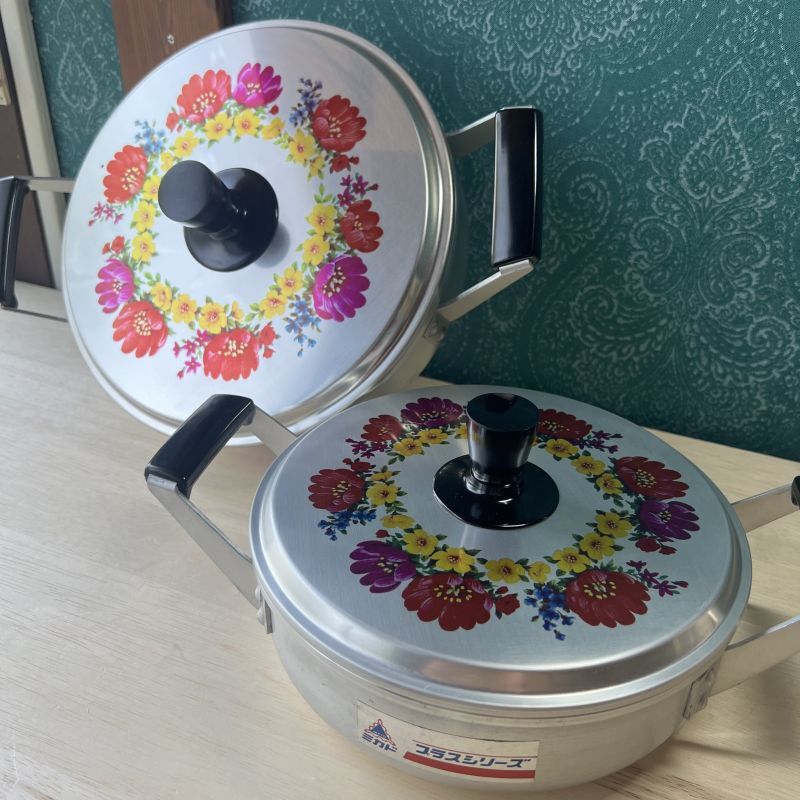 ミカド印 NITTO 日東アルミプラスシリーズ 両手鍋 アルミ鍋 花柄