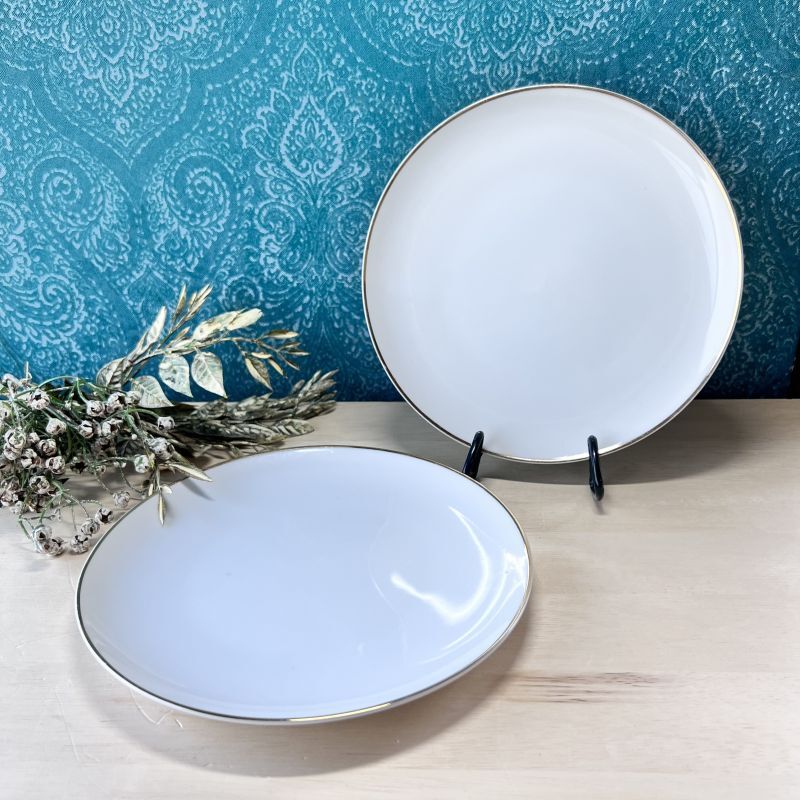 純喫茶 昔の食堂 白い丸皿 金縁 20cm 1枚〜