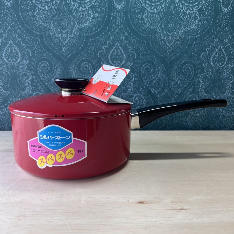 HNH ホクセイ日軽 片手鍋 シルバーストーン 18cm レッド AN96