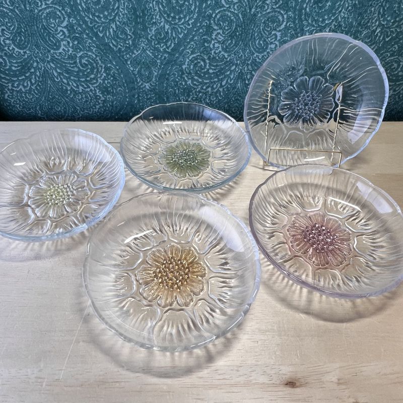 美しい花の形のガラス器 ガラス皿 5collar 5枚セット