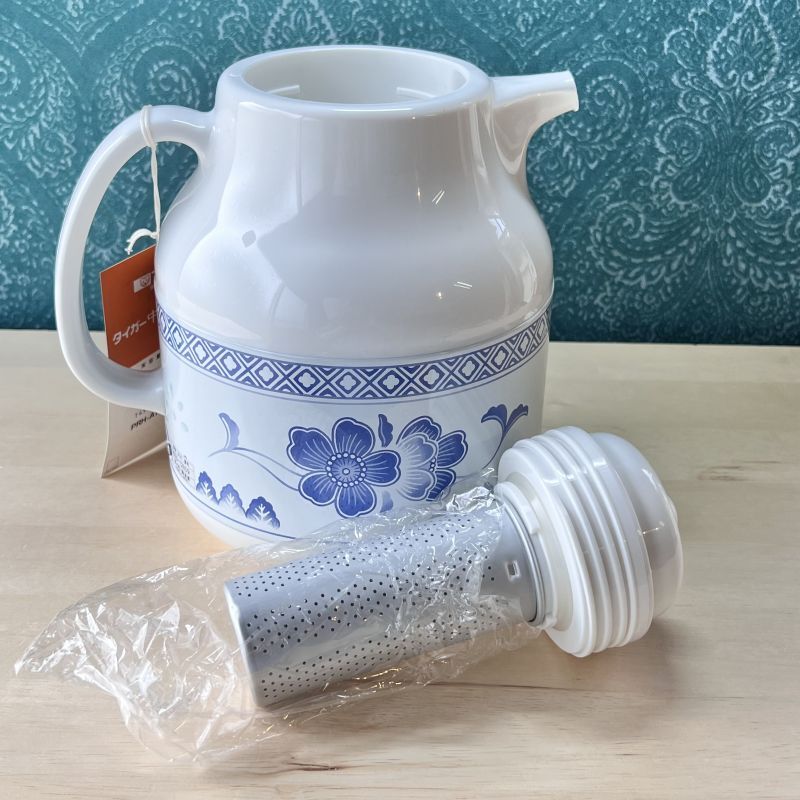 TIGERタイガー中国風ポット 茶こし付き 藍もよう 1ℓ 卓上魔法瓶ポット